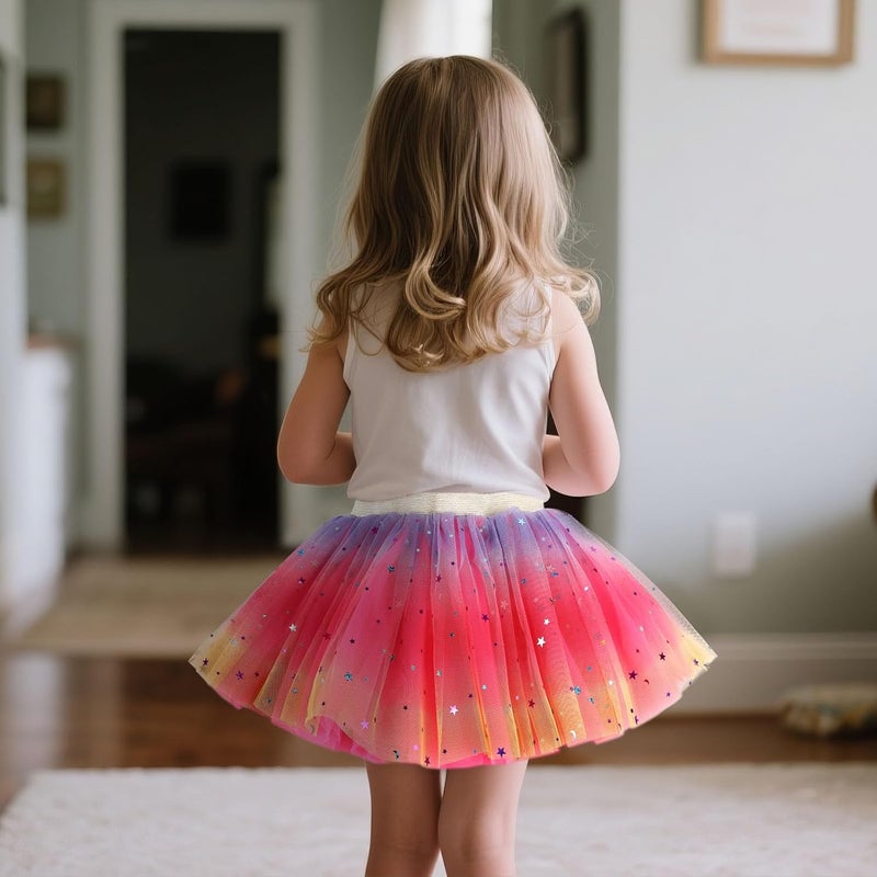 Revkokmx Girls Layered Rainbow Tutu Skirt Dance Dress Ruffle Tiered Clubwear - Image 4